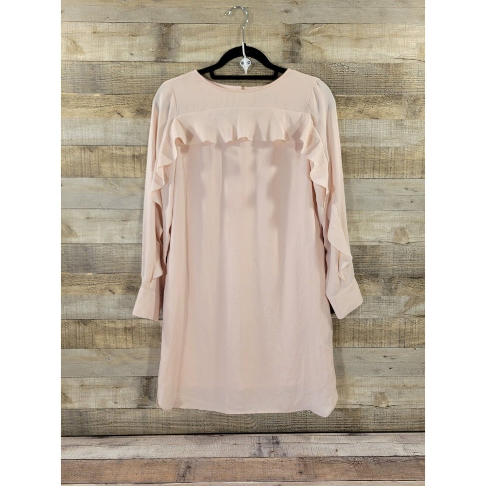 BANANA REPUBLIC Womens Dress 2P Pale Pink Blouson Shift Lined Keyhole Long Sleev